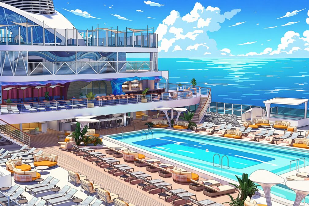 Illustration of the top deck of the new Norwegian Aura ship