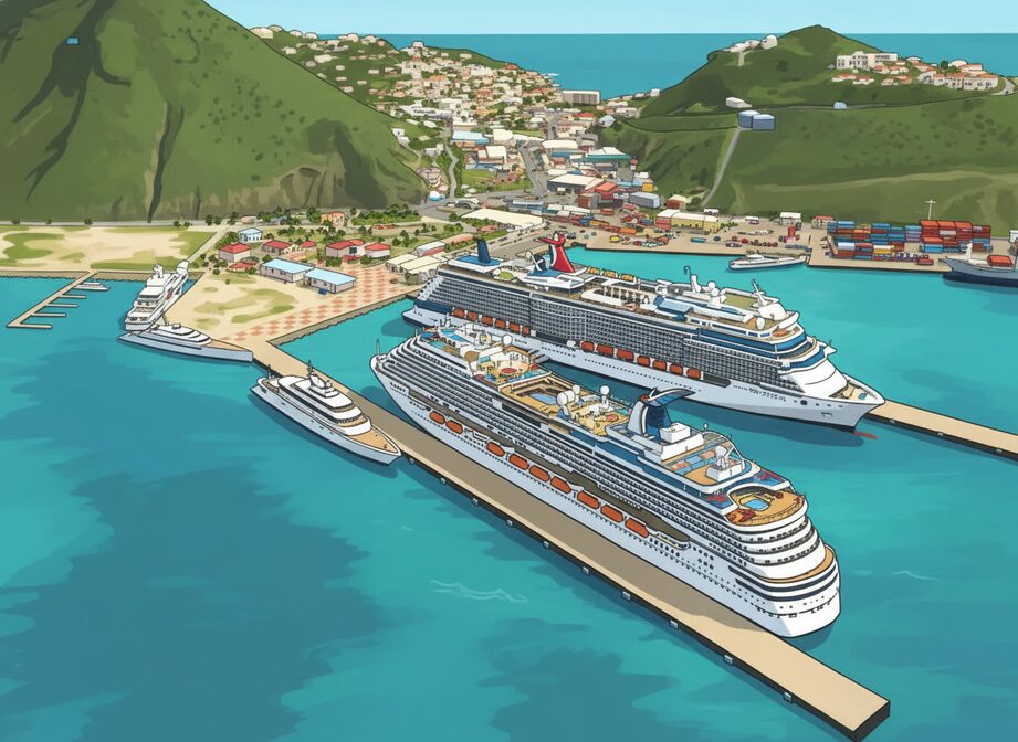 Turquoise Caribbean water with cruise ships docked at Philipsburg, St. Maarten